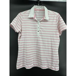 Nike Golf Dri-FIT Pink & White Striped Polo Shirt Women's Size M